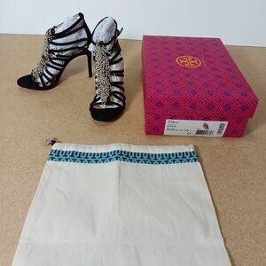 Tory Burch Black Heels with Silver Embellishments